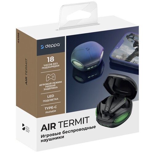 Беспроводные игровые наушники с микрофоном Air Termit, TWS, BT 5.3, зарядный футляр 350 мАч, беспров