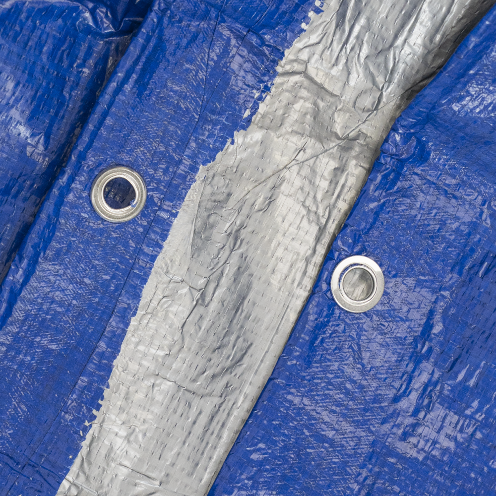 Тент укрывной тарпаулиновый 10х15 м с люверсами плотность 80 г/м2 полог для бассейна садовых качелей строительства навеса цвет синий