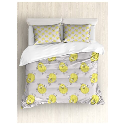 фото Комплект постельного белья "мультяшный цыпленок", 1,5-спальный (пододеяльник+2 наволочки) ambesonne