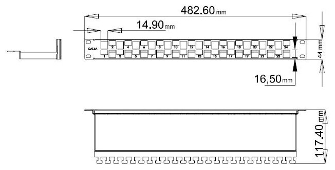 Hyperline PPBL3-19-24S-RM Модульная патч-панель 19", 24 порта, Flat Type, 1U, для модулей Keystone Jack, с задним кабельным