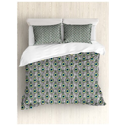 фото Комплект постельного белья "павлиний орнамент" (пододеяльник+2 наволочки), евро (200x220 см) ambesonne