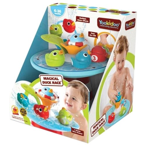 Набор для ванной Yookidoo Magical Duck Race (40164) красный/зеленый/голубой, Игрушки для ванной  - купить со скидкой