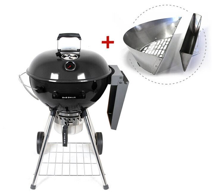 SnS Grills Угольный гриль Slow ‘N Sear Deluxe Kettle, 57 см, черный - фотография № 1