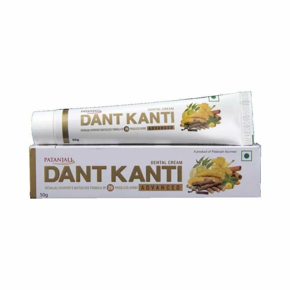 Зубной крем Патанджали Дант Канти Адвансед (Patanjali Dant Kanti Advanced) при воспалении и кровоточивости дёсен, 100 г.