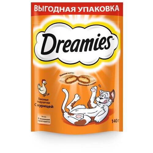 фото Лакомство для кошек Dreamies Подушечки с курицей, 140г