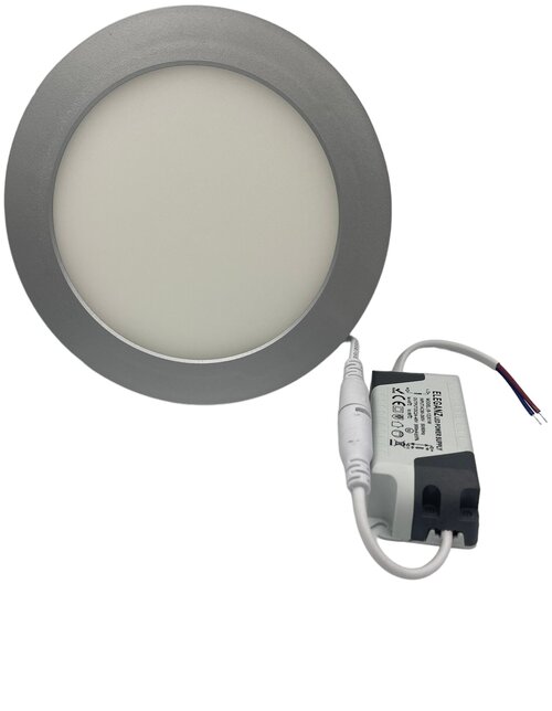 Встраиваемый термопластиковый светильник серый круг 12Вт холодный 6000К