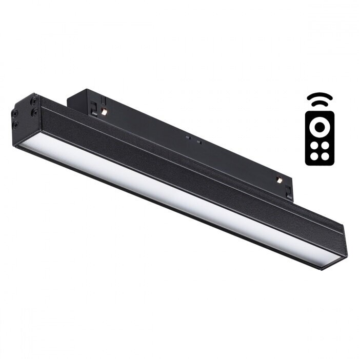 Трековый светильник низковольтный линейный светодиодный с пультом черный Novotech Shino 358614