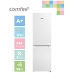 Холодильник Comfee RCB231WH1R, Low Frost, двухкамерный, белый, GMCC компрессор, LED освещение, перевешиваемые двери - изображение