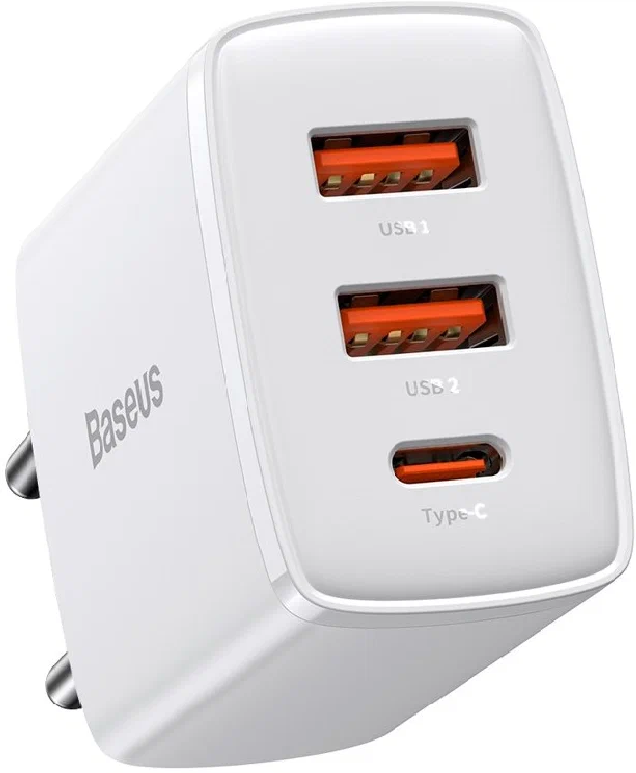 Baseus Сетевое зарядное устройство Baseus Compact Quick Charger 30W 2U+C (CCXJ-E02) белое