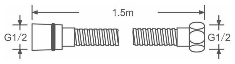 Hansen шланг для душа 1,5м Classic, в металлической оплетке, с защитой от перекручивания, хром - фотография № 2