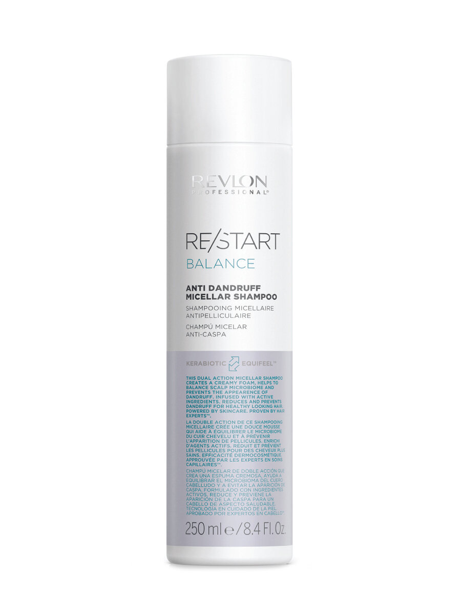 REVLON PROFESSIONAL Restart Balance Anti Dandruff Micellar Shampoo Мицеллярный Шампунь для кожи головы против перхоти и шелушений, 250 мл