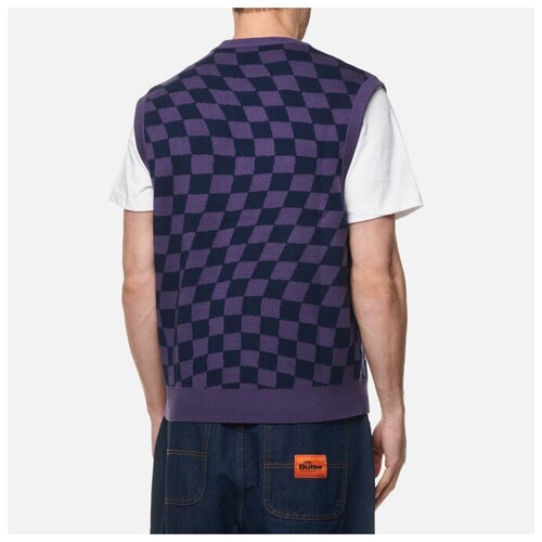 фото Мужской жилет butter goods checker knit фиолетовый, размер l