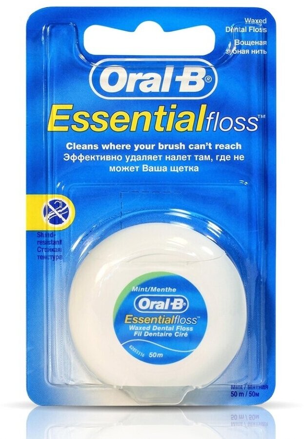 Зубная нить Oral-B Essential Floss 50 м вощеная мятная