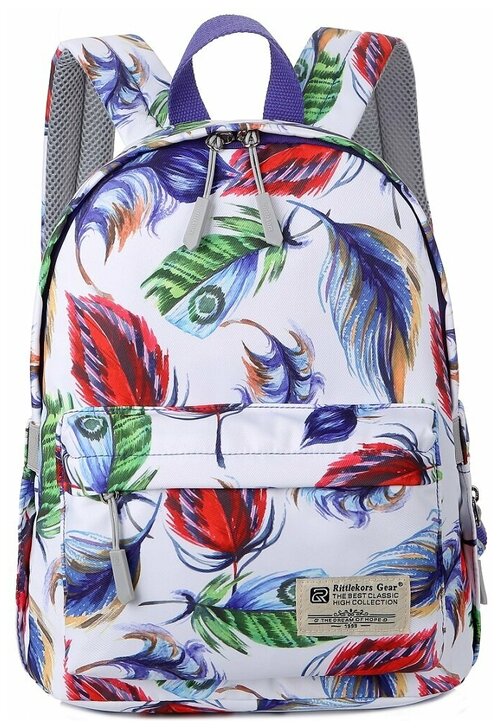 Рюкзак школьный для девочки женский Rittlekors Gear 5682 цвет разноцветные перья