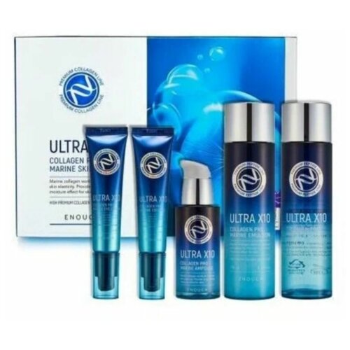 Набор для ухода за кожей лица с коллагеном ENOUGH Ultra X10 Collagen Pro Marine 5 Set