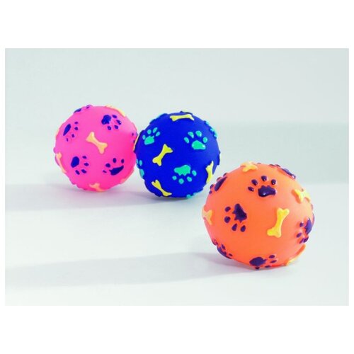 фото Игрушка для собак "мячик с отпечатками лап и косточек", 8 см beeztees