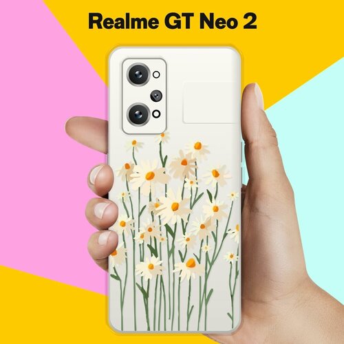 Силиконовый чехол на Realme GT Neo 2 Ромашки / для Реалми ДжиТи Нео 2 силиконовый чехол на realme gt neo 2 реалми gt нео 2 черепашки космонавты