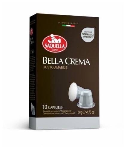 Кофе в капсулах SAQUELLA BAR ITALIA Bella Crema Nespresso 10 шт - фотография № 2