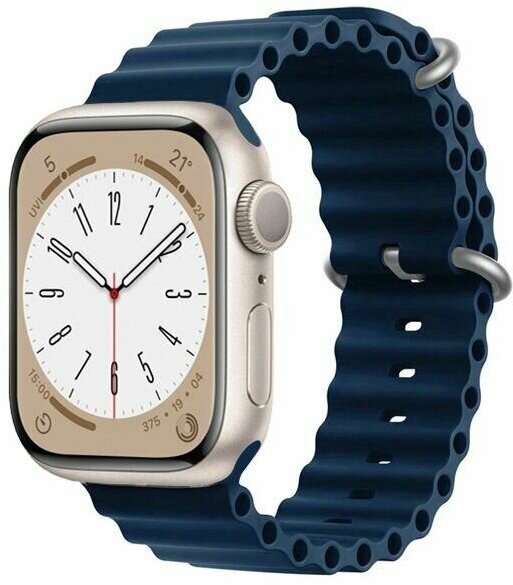 Силиконовый браслет Ocean Band для Apple Watch 42/44/45/49/ ремешок для Smart X8 Ultra Smart GS8 Ultra темно-синий