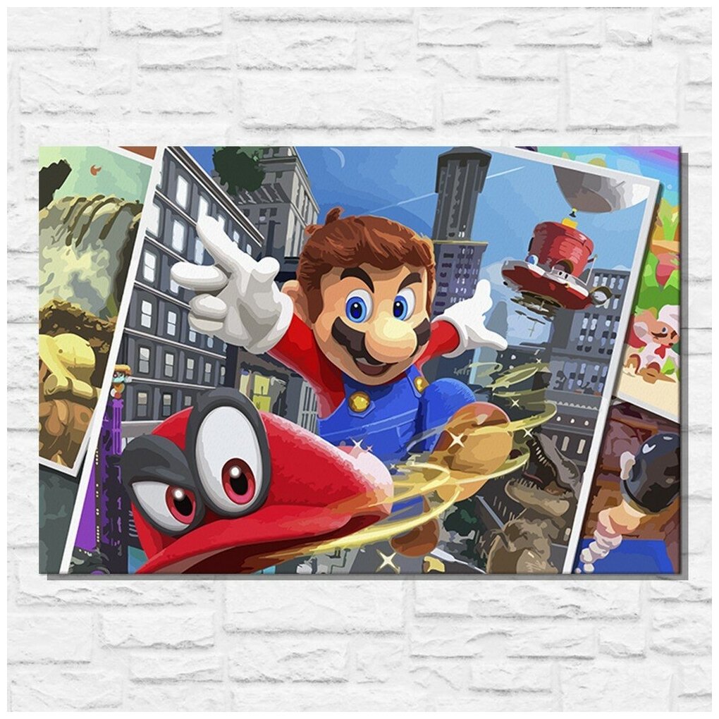 Картина по номерам на холсте игра Super Mario Odyssey - 11631 Г 60x40