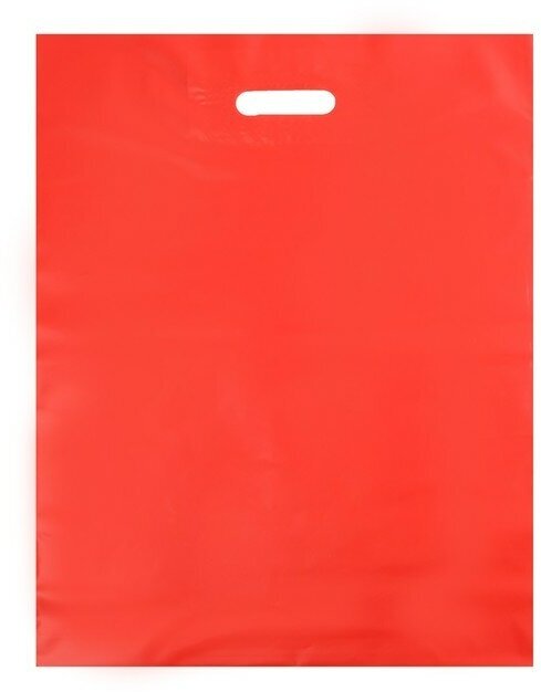 Пакет полиэтиленовый с вырубной ручкой, Красный 40-50 См, 90 мкм - фотография № 1