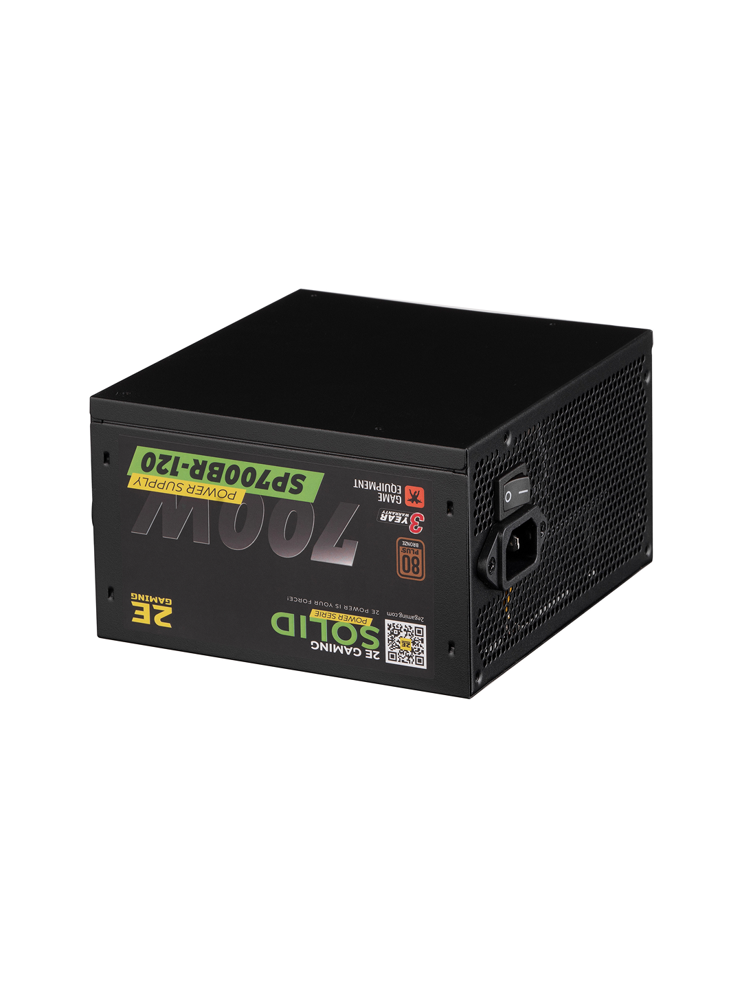 Блок питания 2E Gaming Solid Power, ATX, 700Вт, 1 вентилятор, APFC, защита, 80+ Bronze, чёрный, 2E-SP700BR-120 — фото 1