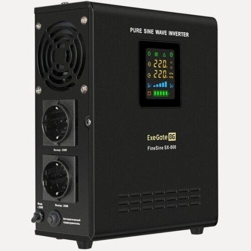 Изображение товара Источники бесперебойного питания инвертор, синус, для котла, настенный Exegate FineSine SX-800. LCD. AVR.2SH 800VA/500W