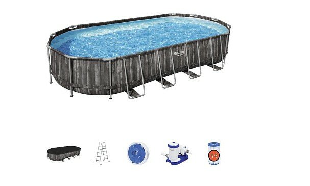 Каркасный бассейн Bestway 7.32x3.66x122 см (овальный) +фильтр-насосом лестн покрыв дозат