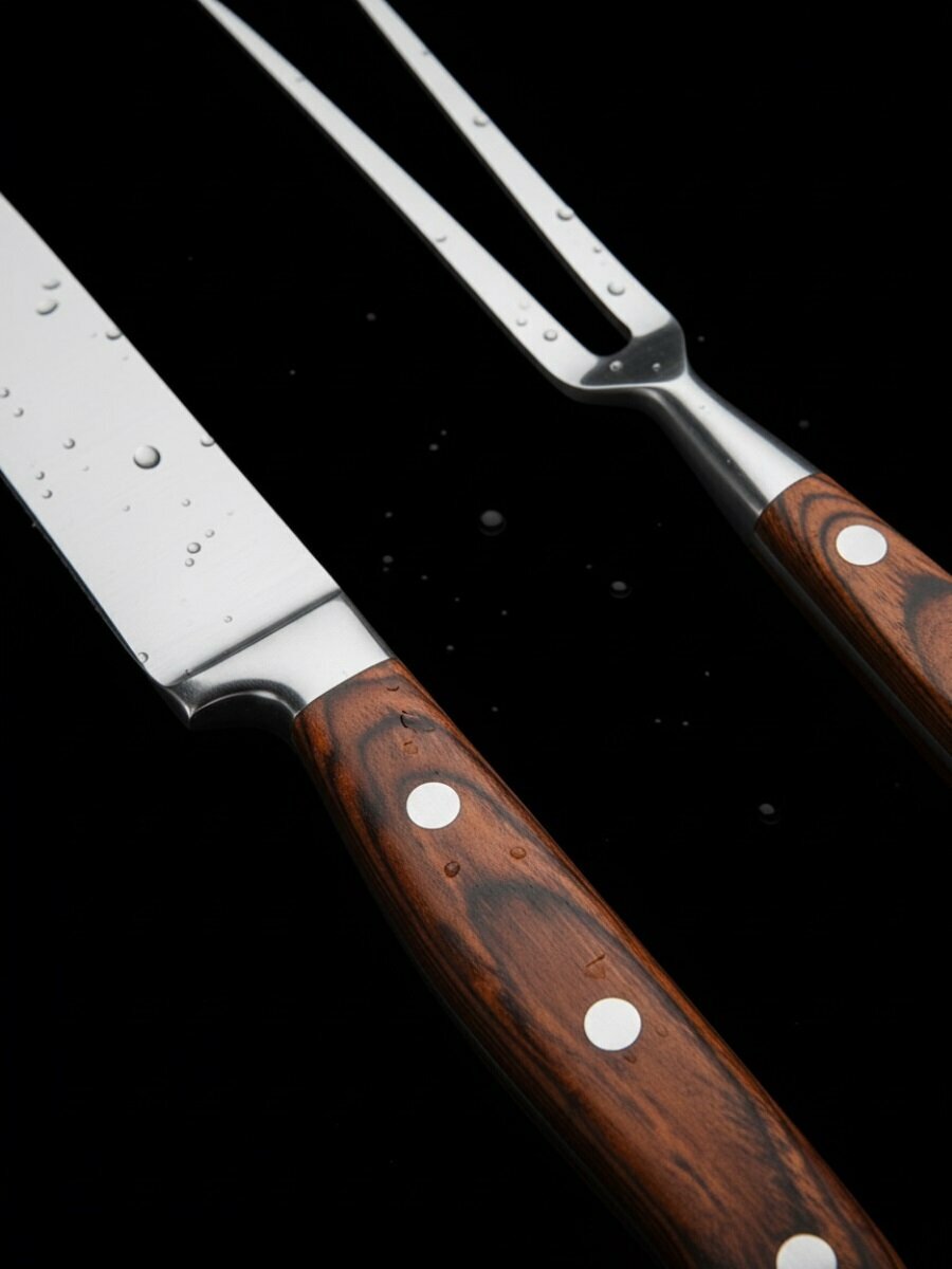 Набор для гриля с рукоятками pakka wood, нож и вилка — фото 1