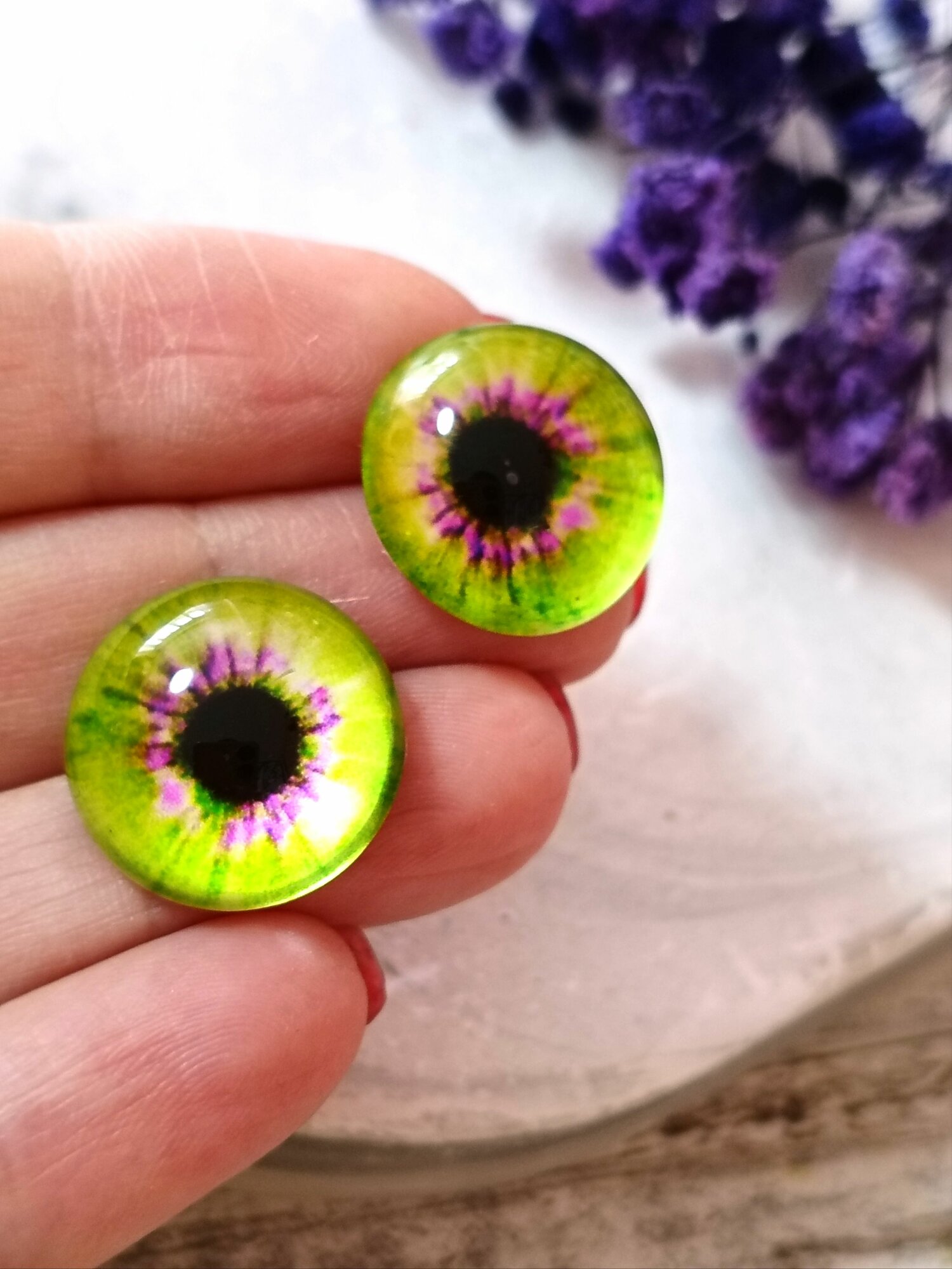 Глаза стеклянные кабошоны для игрушек 18мм 2 пары — фото 1