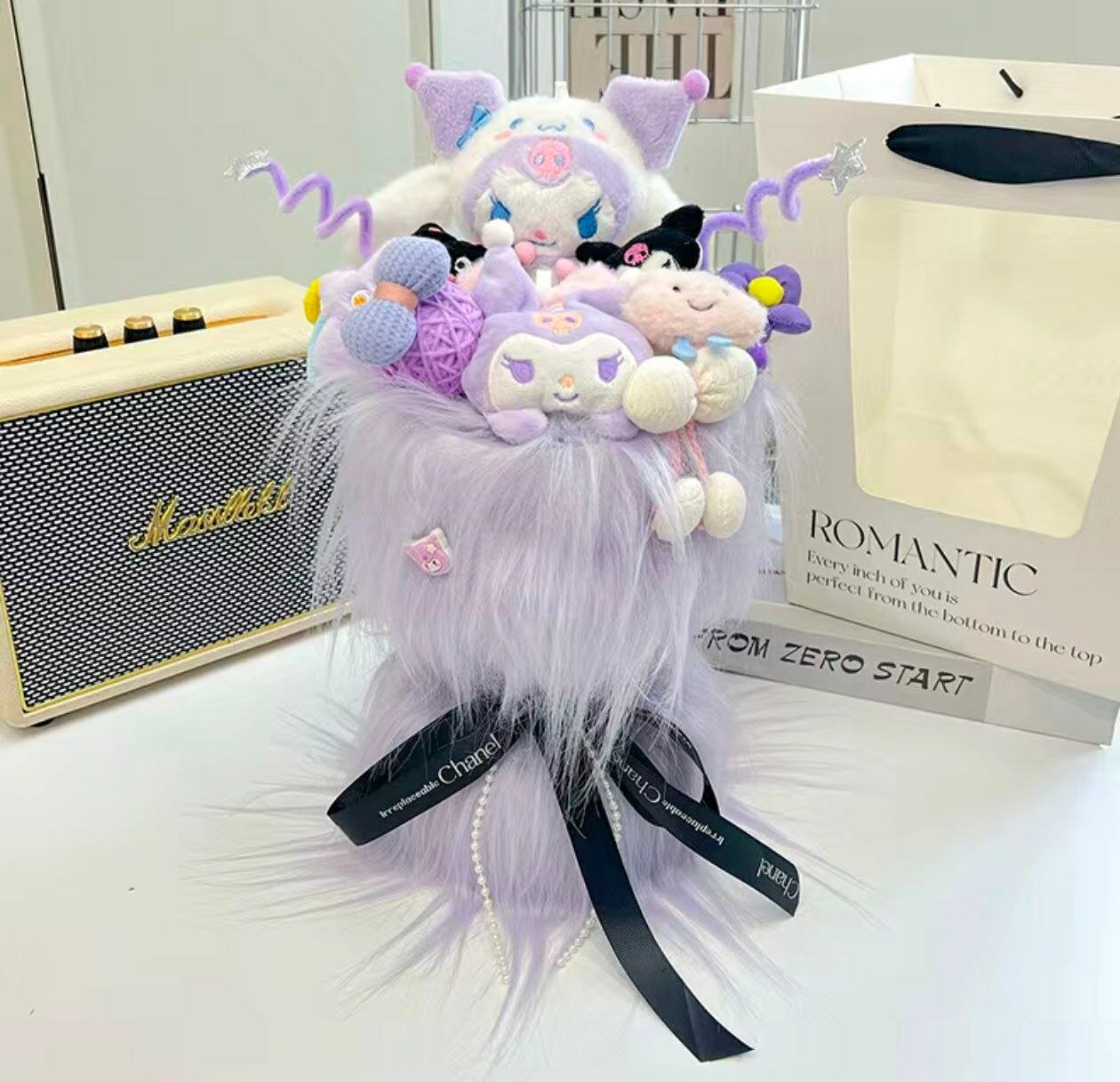 Hello Kitty uslubidagi o'yinchoqlarning yumshoq guldastasi 32sm