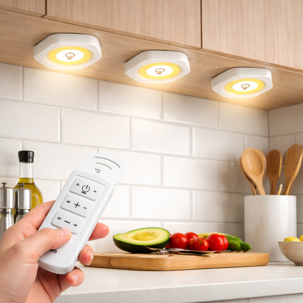 Комплект беспроводных LED светильников с пультом управления и таймером на 30 минут для кухни, шкафа и дома
