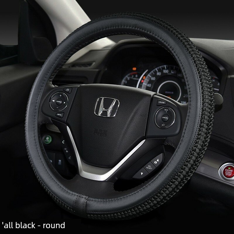 Чехол на рулевое колесо черный круглый для Honda CR-V, HR-V, Civic, Accord и других совместимых моделей Honda -