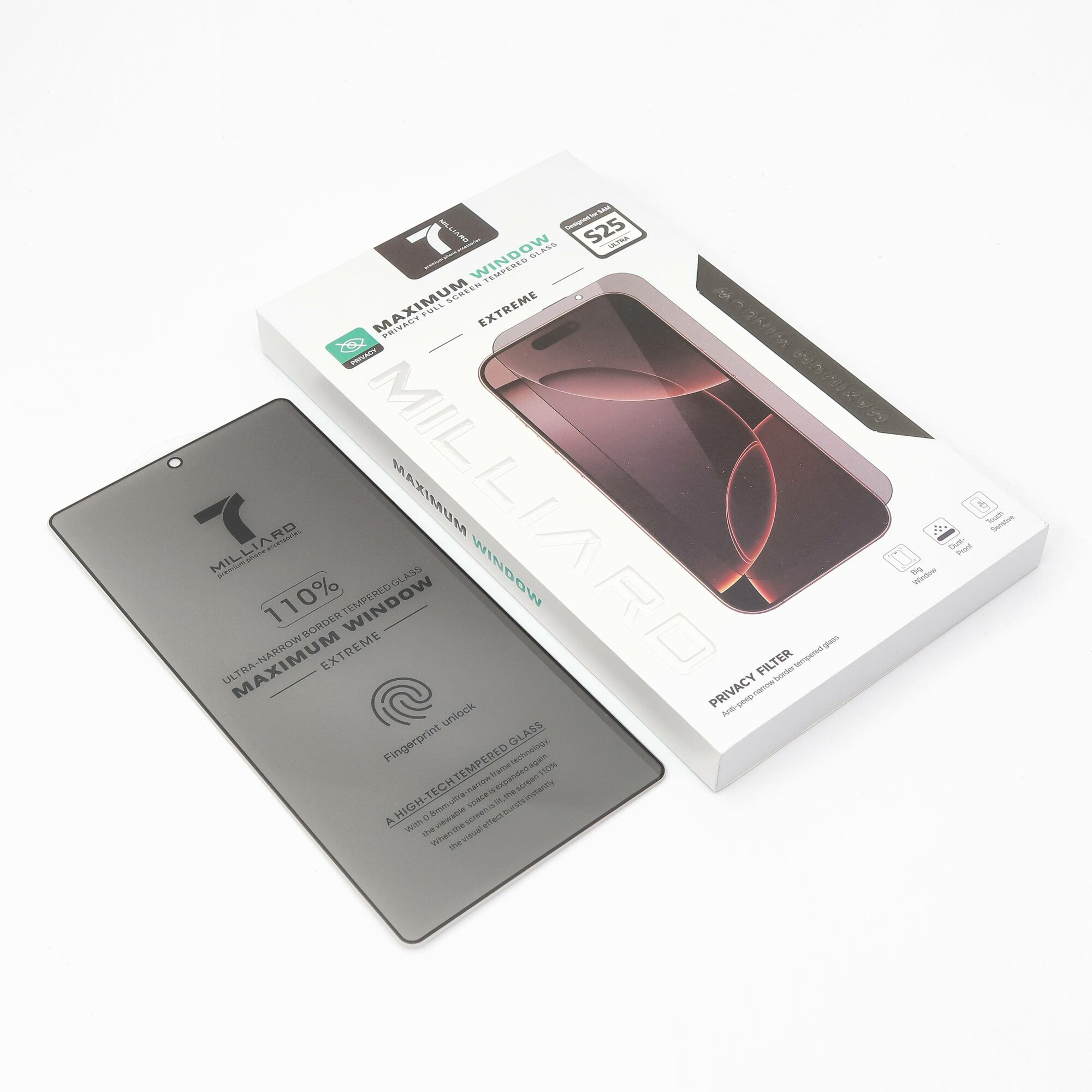 Защитное стекло 7Milliard Maximum Window Privacy для телефона Samsung S25 Ultra