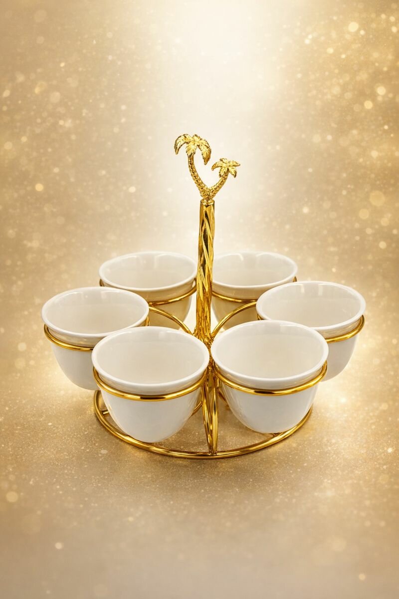 Набор для воды "Зам-Зам", 6 пиал, золотая подставка, для Рамадана, ифтара