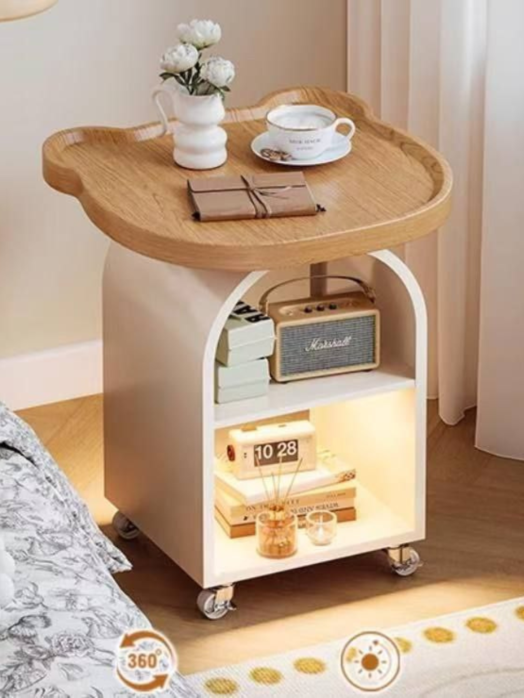 Мобильный компактный компьютерный стол на колёсах — чёрный, для дома и офиса