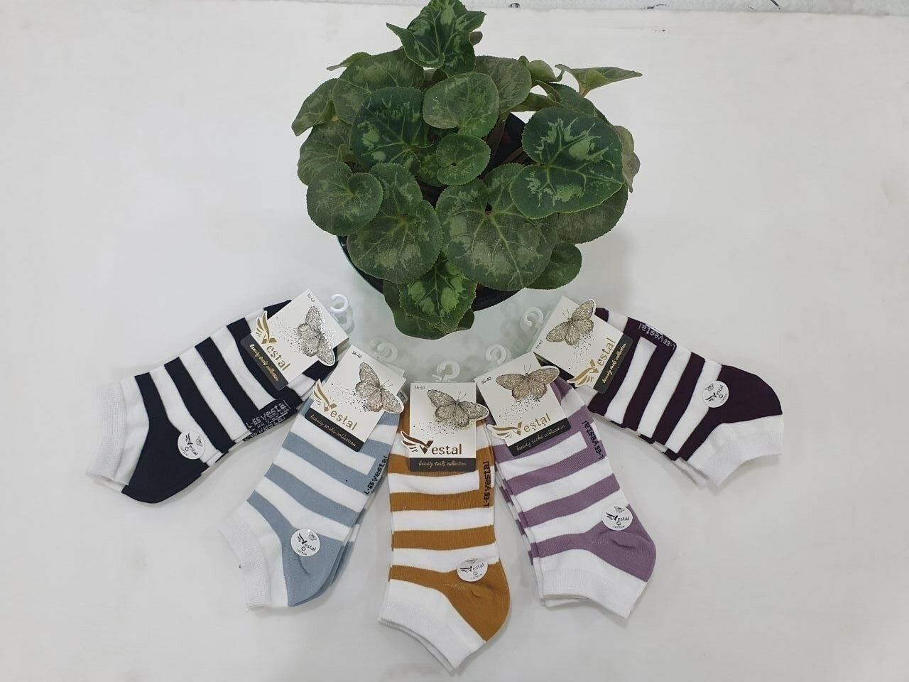 Подследники  Короткие женские носки в полоску, комплект