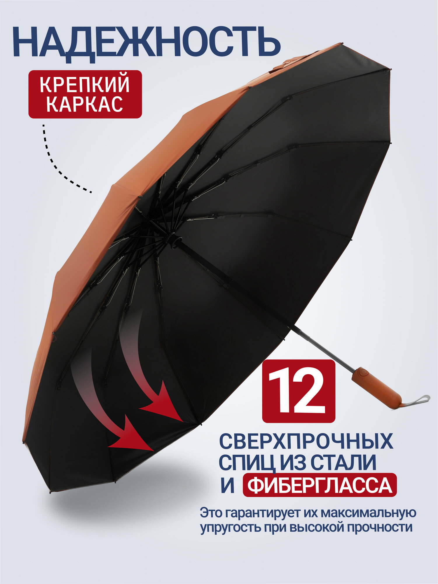 Смарт-зонт RAINDROPS, brown — фото 1