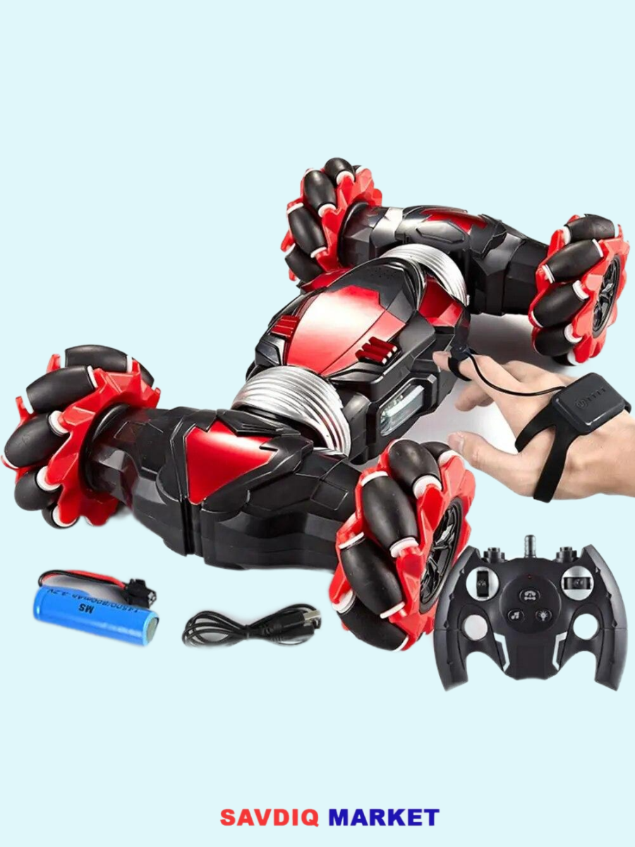 Машинка на радиоуправлении с управлением жестами и джойстиками, красный / Игрушка на радиоуправлении