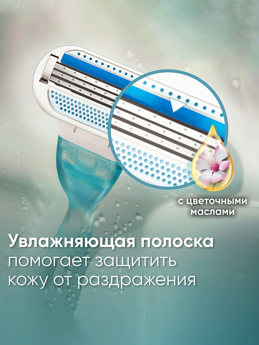 Сменные кассеты для бритвы Venus Smooth, 3 лезвия, голубой, 2 шт — фото 1