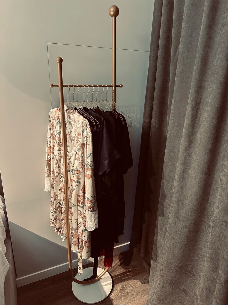 Вешалка напольная, 191 см х 33 см х 33 см золотистая без полки — фото 1