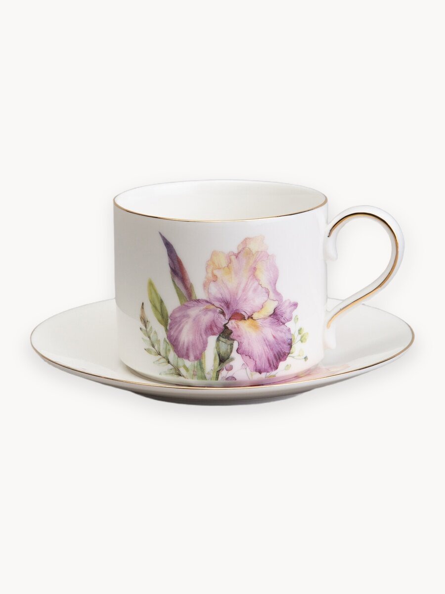 Чайная пара Lefard "Irises", на 1 персону, 2 предмета, фарфоровая, 290 мл.