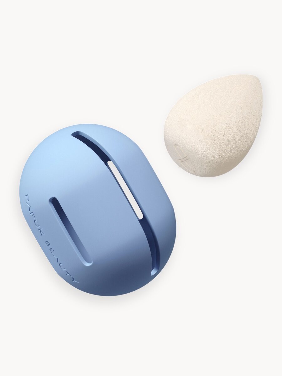 Кейс - футляр для хранения спонжа для макияжа Papuk Beauty силиконовый чехол синий бархат