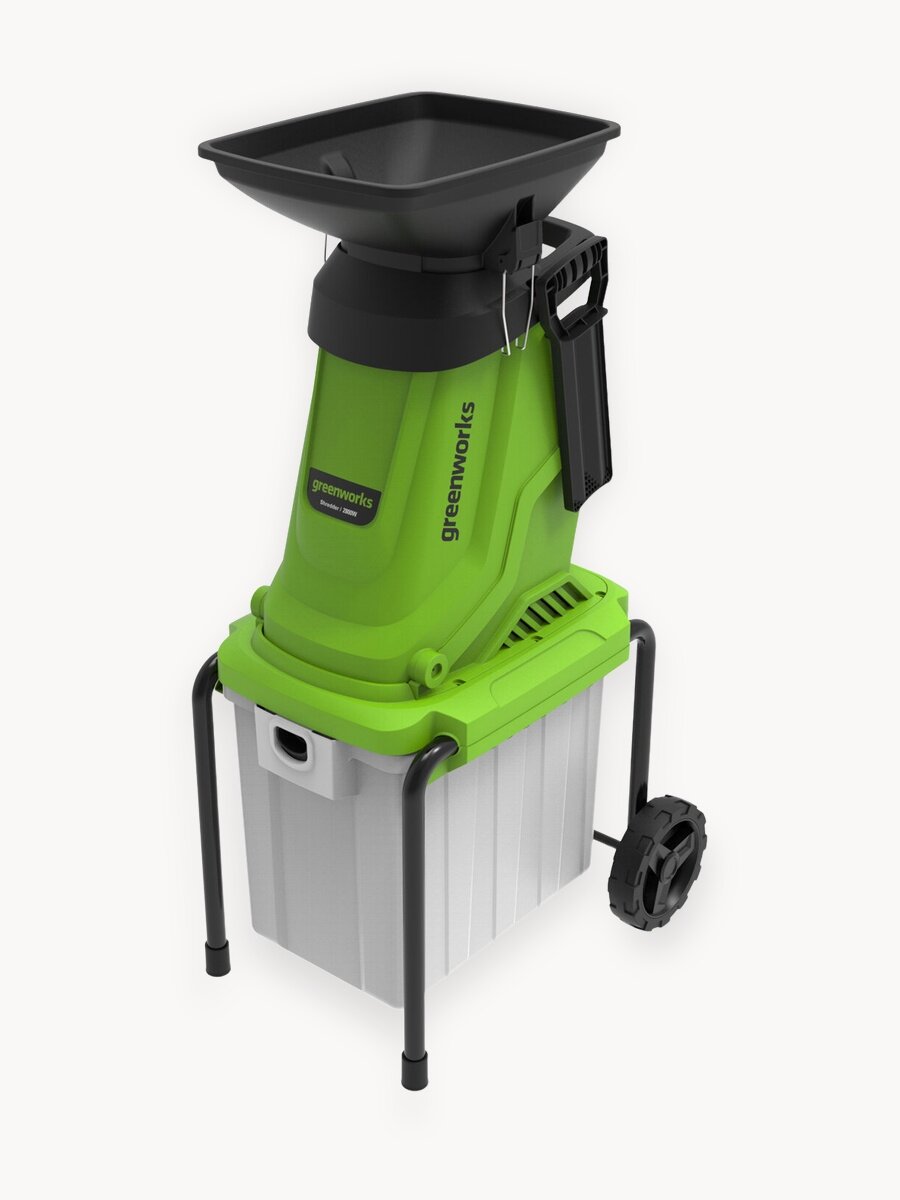 Измельчитель садовый электрический Greenworks Арт. 2208007, 220 В, 2800 Вт с контейнером
