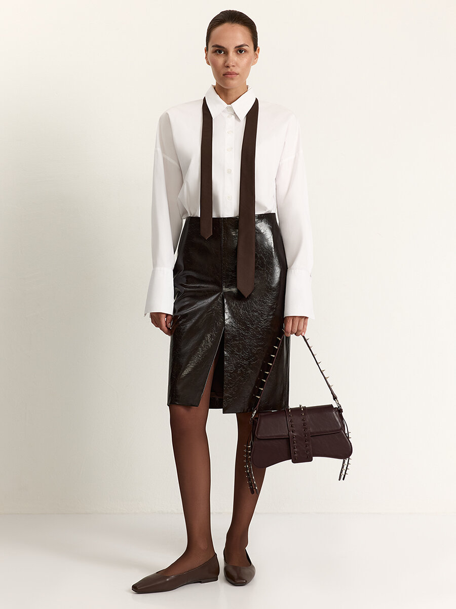 Сумка багет Lera Nena, фактура гладкая, бордовый — фото 1