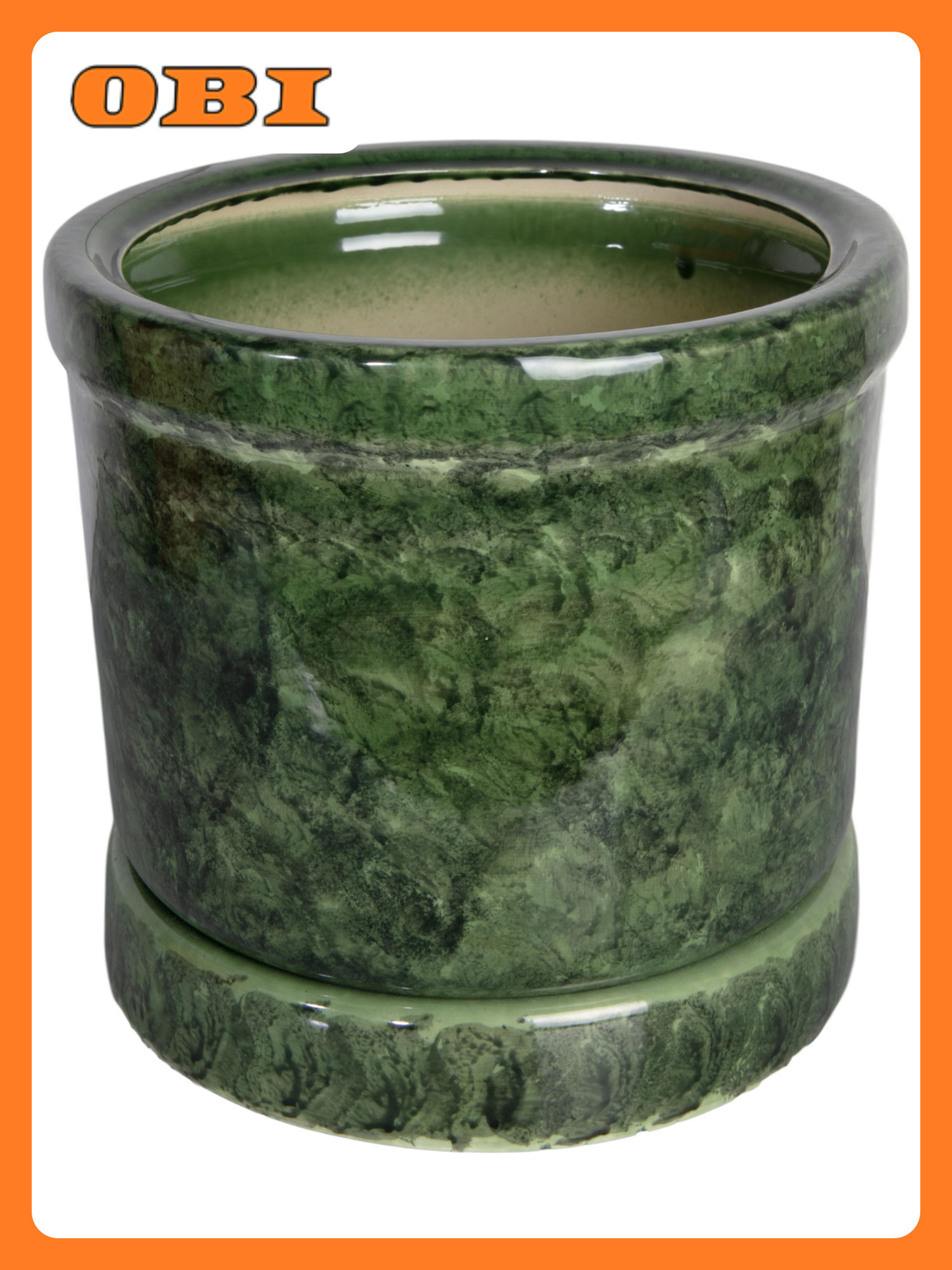 Горшок Цилиндр d29 см керамический зеленый c поддоном