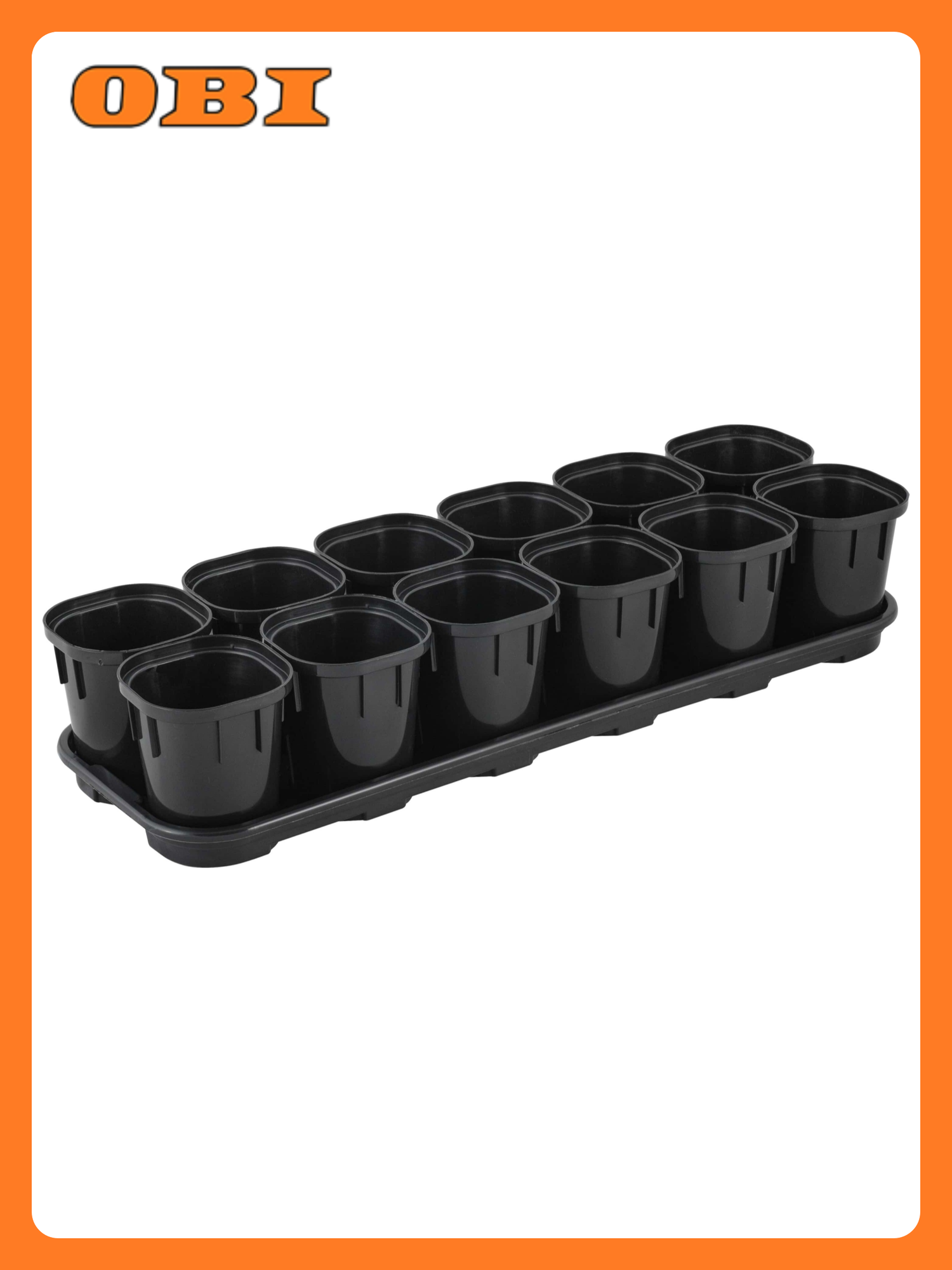 Набор горшков InGreen Smart Solution оникс с поддоном 200мл 12 шт 425х145х84 мм