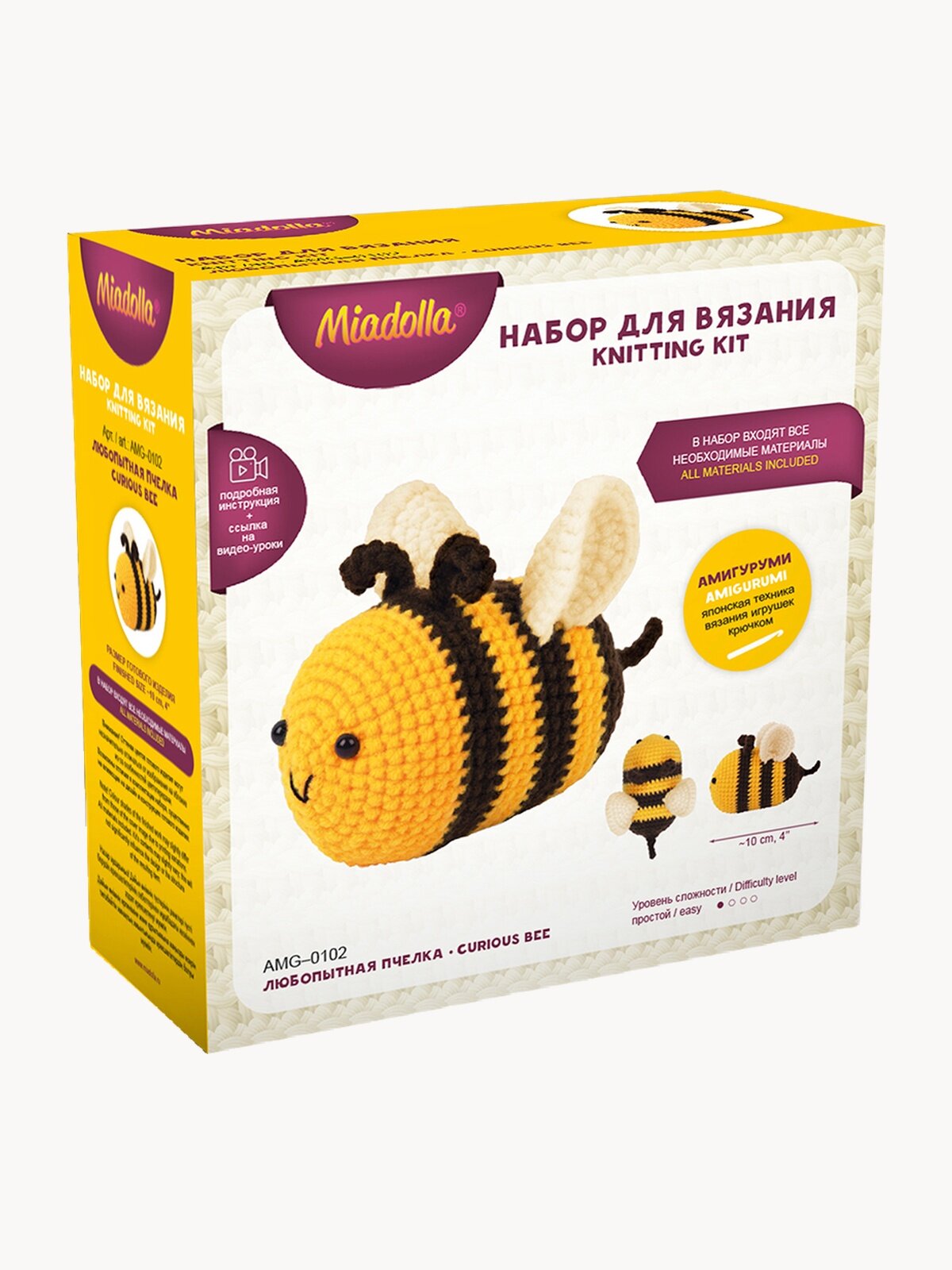 Набор для вязания крючком игрушки "Miadolla" AMG-0102 Любопытная пчелка