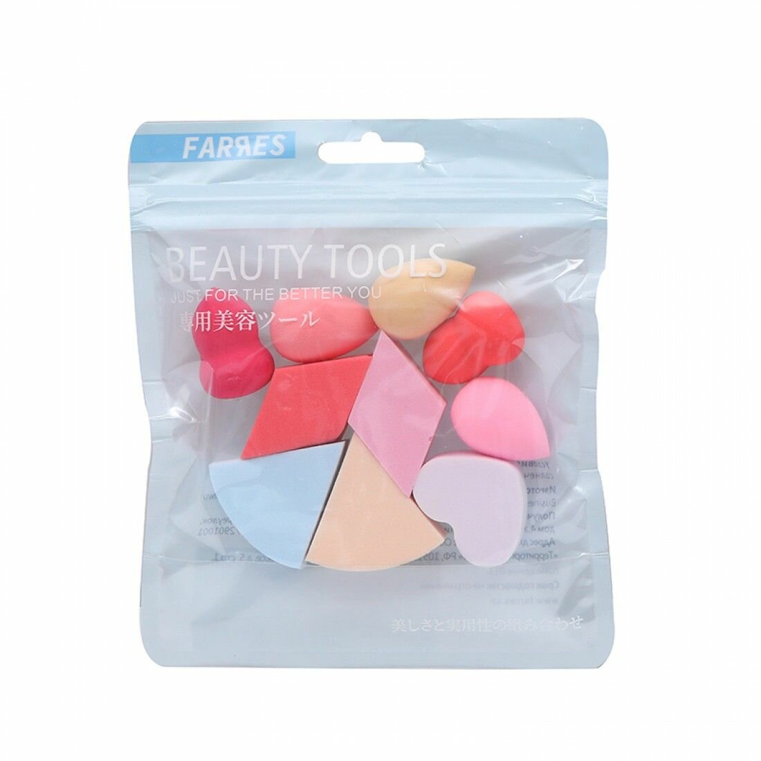 Набор спонжей для макияжа FARRES безлатексные, компактные, нежные и эластичные, 10 шт