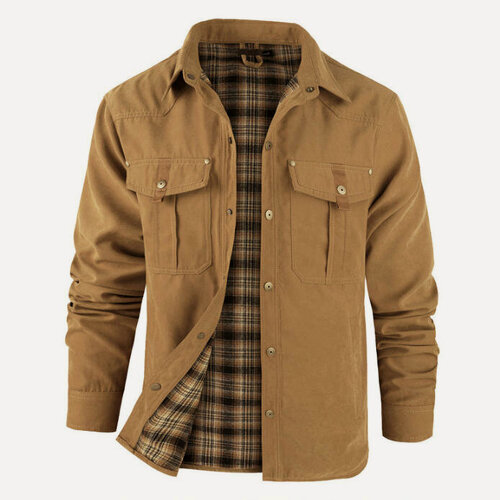 Изображение товара Мужская Легкая Фланелевая Рубашка С Длинным Рукавом В Клетку